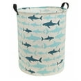 thumbnail image 1 of Howarmer Jumbo Collapsible Canvas Laundry Hamper, Round, Blue Sharks, 1 of 6