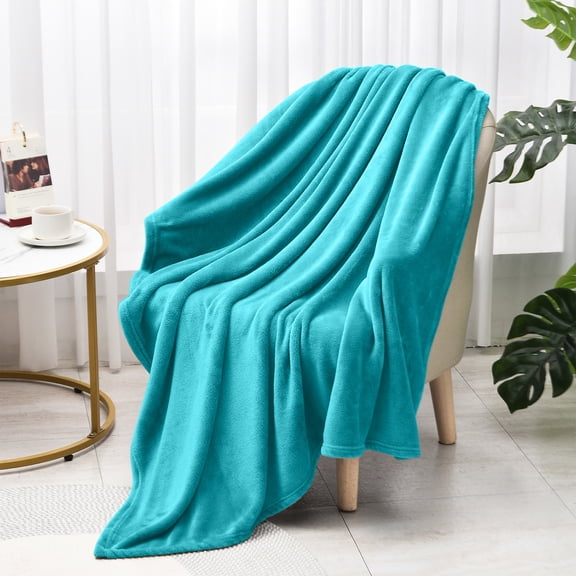 Howarmer Large Azure Fleece Throw Blankets, Throw Size Soft Fuzzy Blanket for Women Men and s, All Season Lightweight Microfiber Fluffy Blanket, 50 x 60 inch