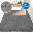 thumbnail image 1 of Howarmer Large Bathroom Rug, 20"×32" Absorbent Shaggy Shower Mat, Microfiber Bath Mat for Bathroom, Luxury Bathroom Floor Mat Rubber Back, Gray, 1 of 8