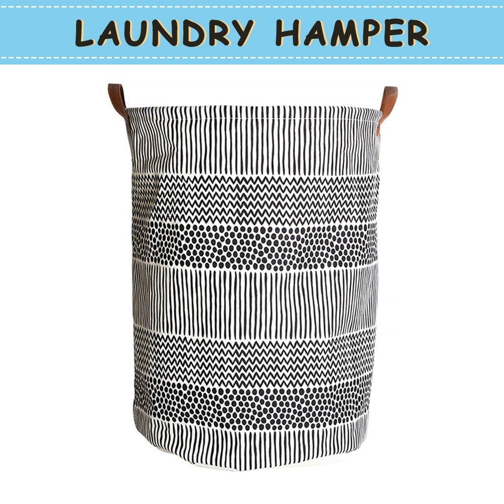 Howarmer Large Canvas Laundry Hamper, Baby Laundry Basket for Nursery