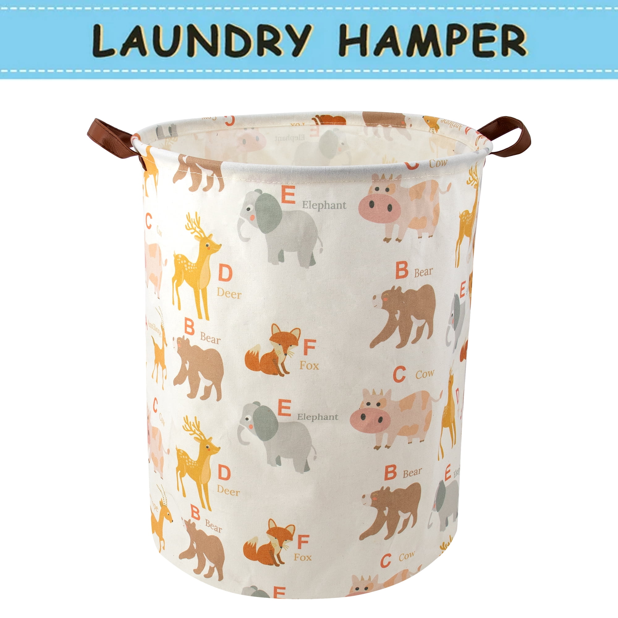 Howarmer Large Canvas Laundry Hamper, Baby Laundry Basket for Nursery Girl and Boy, Kids Clothes ...