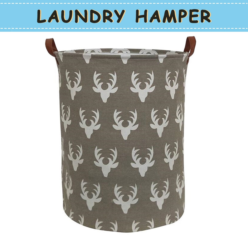 Howarmer Large Canvas Laundry Hamper, Baby Laundry Basket for Nursery