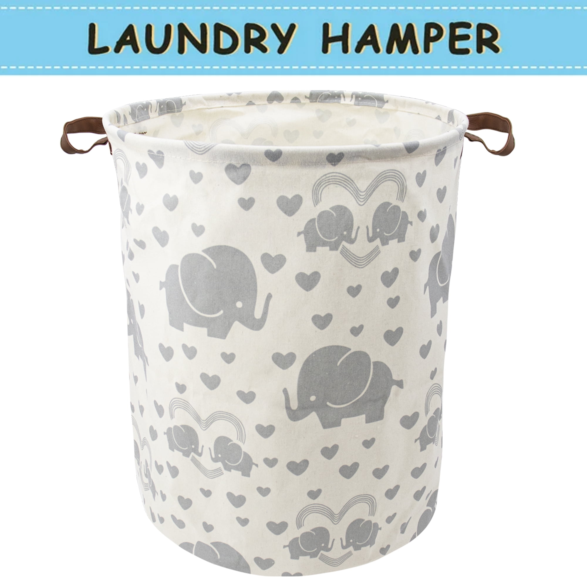 Howarmer Large Canvas Laundry Hamper, Baby Laundry Basket for Nursery