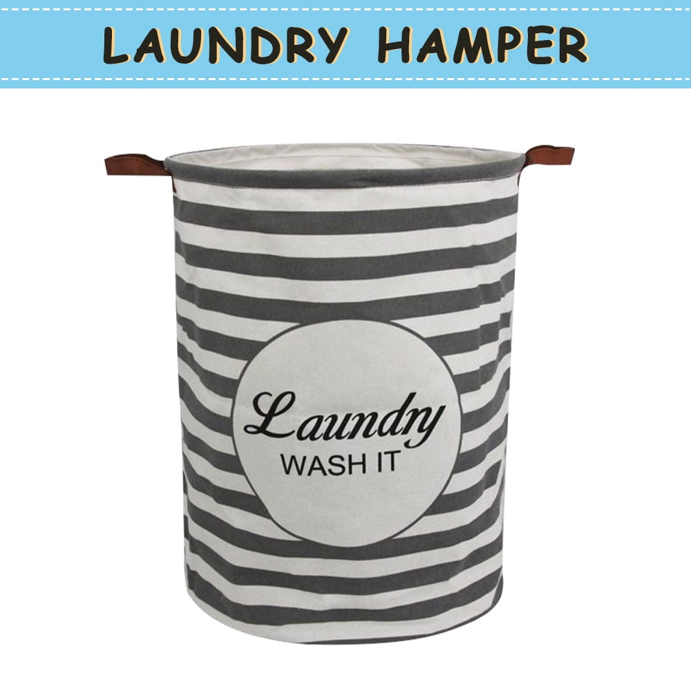 Howarmer Large Canvas Laundry Hamper, Baby Laundry Basket for Nursery
