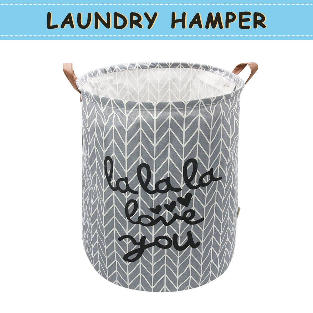 Howarmer Large Canvas Laundry Hamper, Baby Laundry Basket for Nursery