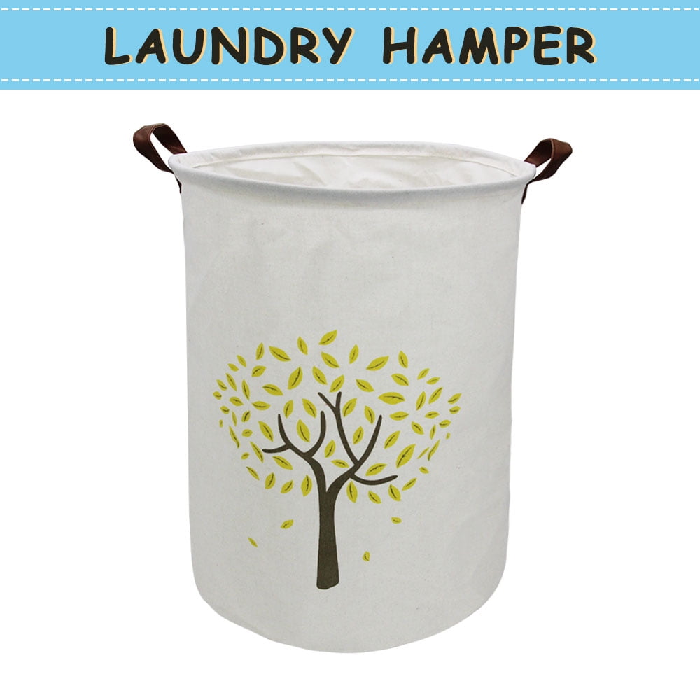 Howarmer Large Canvas Laundry Hamper, Baby Laundry Basket for Nursery