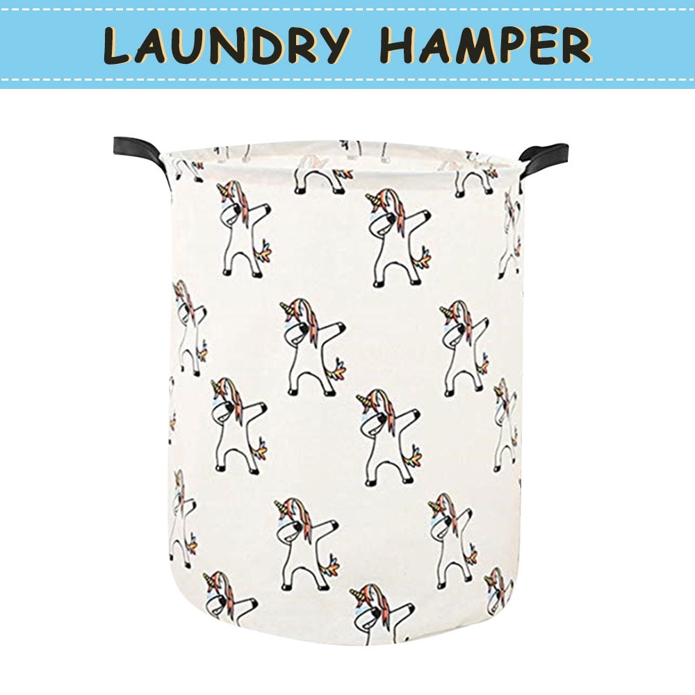 Howarmer Large Canvas Laundry Hamper, Baby Laundry Basket for Nursery Girl and Boy, Kids Clothes