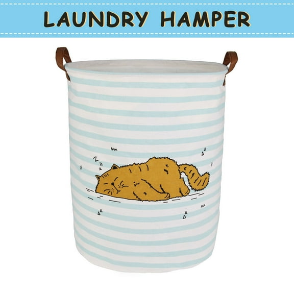 Howarmer Large Canvas Laundry Hamper, Laundry Basket for and , s Clothes Hamper with Lid, Cute s s Storage Bin Organizer Animal Room Decor, Brown Cat