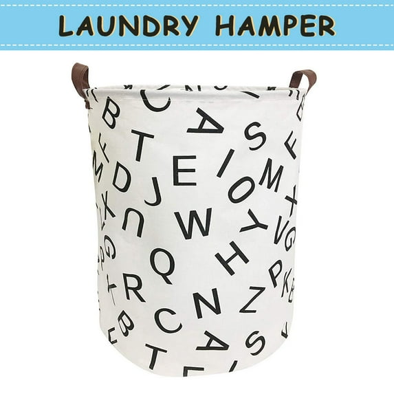 Howarmer Large Canvas Laundry Hamper, Laundry Basket for and , s Clothes Hamper with Lid, Cute s s Storage Bin Organizer Animal Room Decor, Black Letter