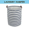 thumbnail image 1 of Howarmer Large Canvas Laundry Hamper, Laundry Basket for and , s Clothes Hamper with Lid, Cute s s Storage Bin Organizer Animal Room Decor, Blue Straight Lines, 1 of 7
