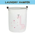 thumbnail image 1 of Howarmer Large Canvas Laundry Hamper, Pink Dinosaur, 1 of 6