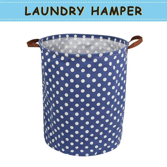 Howarmer Large Canvas Laundry Hampers, Baby Laundry Basket for Nursery Girl and Boy, Kids Clothes Hamper with Lid, Cute Kids Toys Storage Bin Organizer Animal Room Decor, White Dots