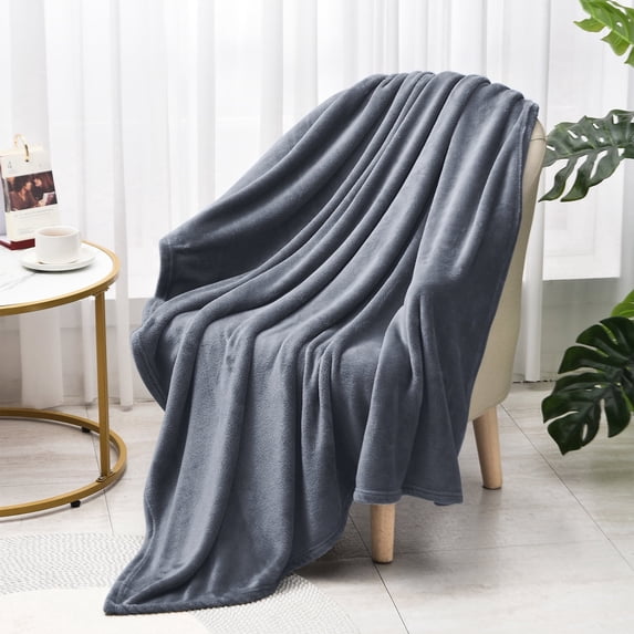 Howarmer Large Dark Gray Throw Blankets, Twin Size Soft Lightweight Flannel Fleece Blanket, 60" x 80"