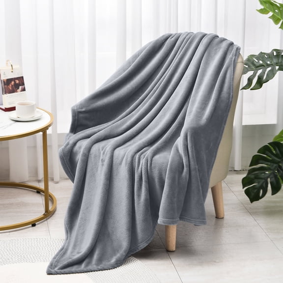 Howarmer Large GrayThrow Blankets, Twin Size Soft Lightweight Flannel Fleece Blanket, 60" x 50"