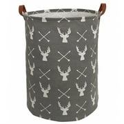 Howarmer Large Hamper - Large Sized Storage Baskets with Handle, Collapsible & Convenient Home Organizer Containers for s s, Clothing,Grey Deer