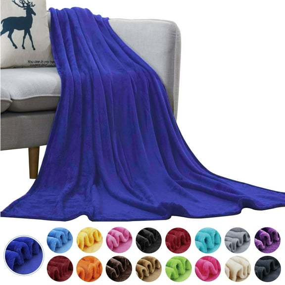 Howarmer Large Navy Throw Blankets, Twin Size Soft Lightweight Flannel Fleece Blanket, 60" x 80"