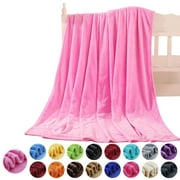 Howarmer Large Pink Fleece Throw Blankets, Throw Size Soft Fuzzy Blanket for Women Men and Kids, All Season Lightweight Microfiber Fluffy Blanket, 50 x 60 inch