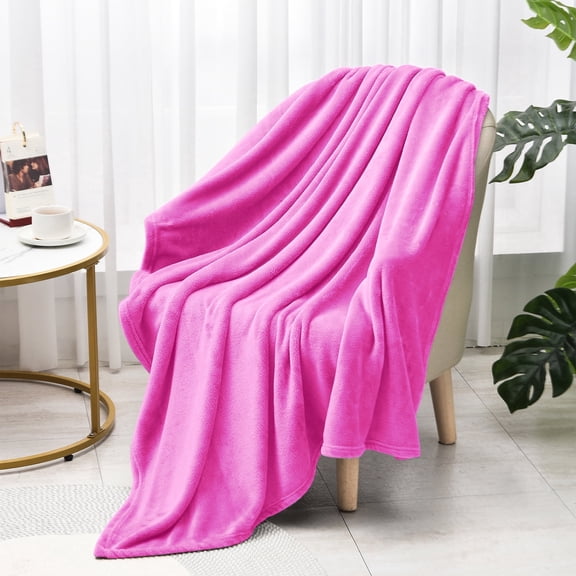 Howarmer Large Pink Throw Blankets, Twin Size Soft Lightweight Flannel Fleece Blanket, 60" x 80"