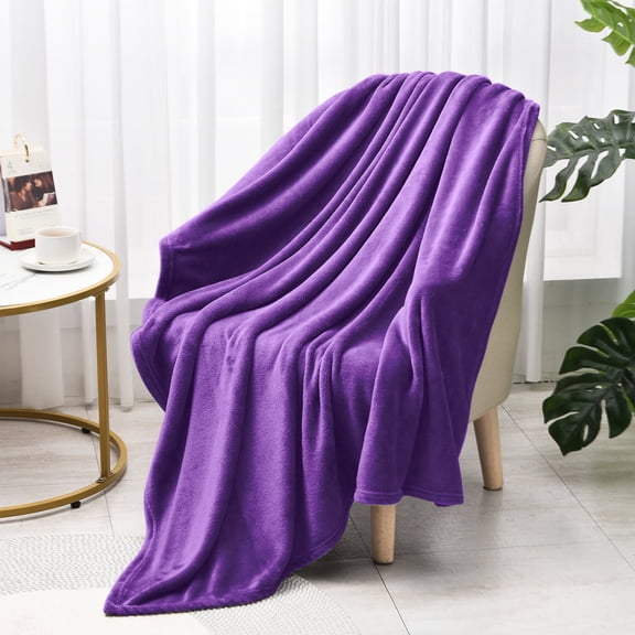 Howarmer Large Purple Fleece Throw Blankets, Queen Size Soft Fuzzy Blanket for Women Men and s, All Season Lightweight Microfiber Fluffy Blanket, 90 x 90 inch