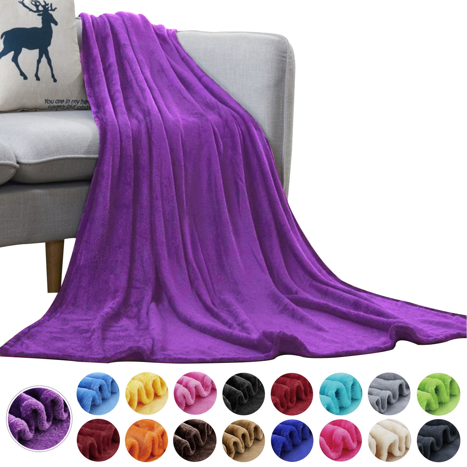 Howarmer Large Purple Fleece Throw Blankets, Twin Size Soft Fuzzy Blanket for Women Men and s, All Season Lightweight Microfiber Fluffy Blanket, 60 x 80 inch