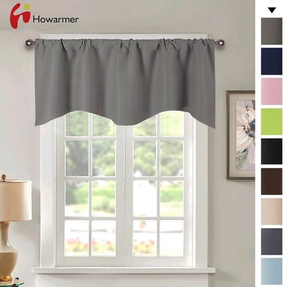 Howarmer Light Gray Valances Curtains, 52" x 18" Short Blackout Kitchen Curtains for Bathroom, Living Room