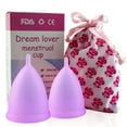 thumbnail image 1 of Howarmer Menstrual Cups, Reusable Period Cup for Beginners | Tampons & Pads Alternative, FDA Approved Silicone Menstrual Cup Set, Superior to the Diva Cup | Double Cups(Regular and Heavy Flow)-Purple, 1 of 7