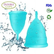 Howarmer Menstrual Cups, Reusable Period Cup for Beginners | Tampons & Pads Alternative, FDA Approved Silicone Menstrual Cup Set | Double Cups (Regular and Heavy Flow) - Blue