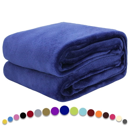 Howarmer Navy Fuzzy Bed Blanket, Throw Size Soft Flannel Fleece Bed Throw Blankets, 60 x 50 Inch
