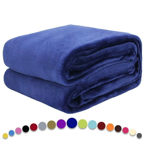 Howarmer Navy Fuzzy Bed Blanket, Throw Size Soft Flannel Fleece Bed Throw Blankets, 60 x 50 Inch