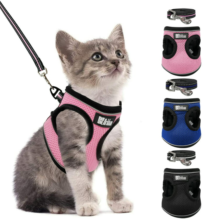 Howarmer Pink Cat Harness and Leash, Escape Proof Adjustable Cat Vest  Harnesses for Walking, Soft Harness for Puppy Small Medium Large Cats, M