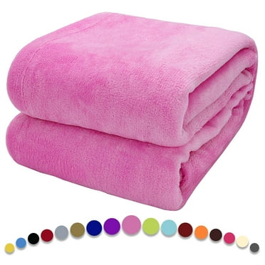 Howarmer Pink Fuzzy Bed Blanket, King Size Soft Flannel Fleece Bed Throw Blankets, 90 x 108 Inch
