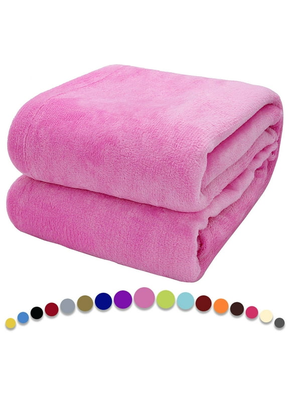 Howarmer Pink Fuzzy Bed Blanket, King Size Soft Flannel Fleece Bed Throw Blankets, 90 x 108 Inch