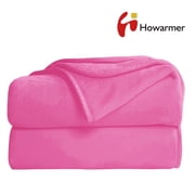 Howarmer Pink Fuzzy Bed Blanket, King Size Soft Flannel Fleece Bed Throw Blankets, 90 x 108 Inch