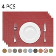 thumbnail image 1 of Howarmer Placemats, Woven Crossweave Placemat for Dining Table, PVC, Vinyl Kitchen Mat, Set of 4, 12 x 18 Inches, Red, 1 of 7