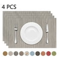 thumbnail image 1 of Astarin Placemats, Woven Crossweave Placemat for Dining Table, PVC Vinyl Kitchen Mat, Set of 4, 12x18 Inches, Light Grey, 1 of 7