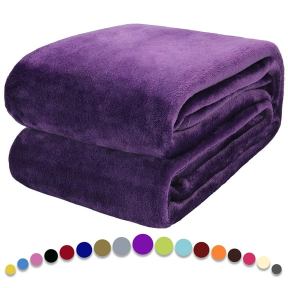 Howarmer Purple Fuzzy Bed Blanket, King Size Soft Flannel Fleece Blankets, All Season Lightweight Warm Bed Throws, 90 x 108 Inch