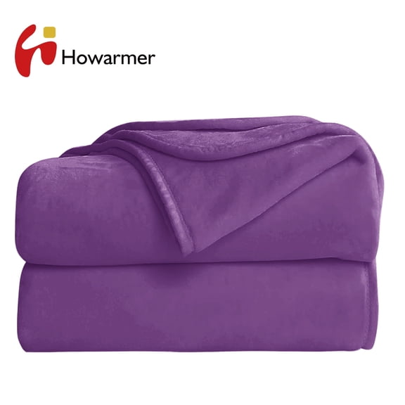 Howarmer Purple Fuzzy Bed Blanket, Throw Size Soft Flannel Fleece Blankets, All Season Lightweight Warm Bed Throws, 50 x 60 Inch