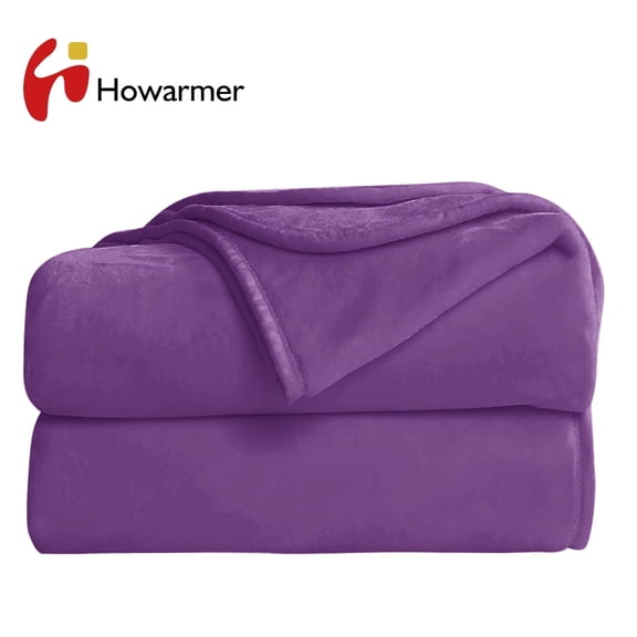 Howarmer Purple Fuzzy Bed Blanket, Throw Size Soft Flannel Fleece Blankets, All Season Lightweight Warm Bed Throws, 50 x 60 Inch
