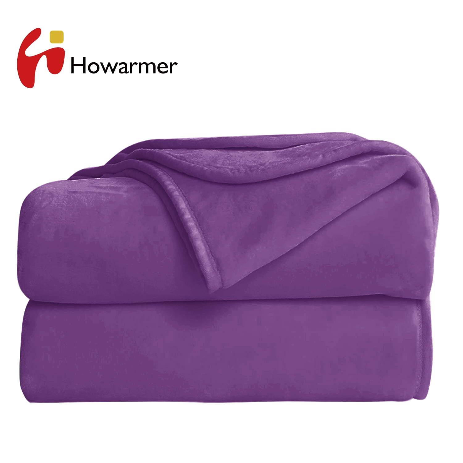 Howarmer Purple Fuzzy Bed Blanket, Throw Twin Soft Flannel Fleece Blankets, All Season Lightweight Warm Bed Throws, 60 x 80 Inch