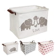thumbnail image 1 of Howarmer Rectangular Storage Basket, Collapsible Laundry Basket, Waterproof Canvas PE Coating Large Storage Bins Gift Baskets for Children, Office, Bedroom, Clothes,Toys - Gray Elephant, 1 of 6