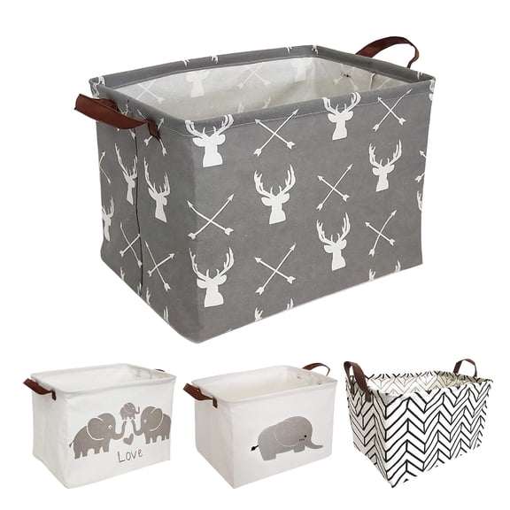 Howarmer Rectangular Storage Basket, Collapsible Laundry Basket, Waterproof Canvas PE Coating Large Storage Bins Gift Baskets for , Office, Bedroom, Clothes,s - Elk Arrow