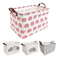 thumbnail image 1 of Howarmer Rectangular Storage Basket, Collapsible Laundry Basket, Waterproof Canvas PE Coating Large Storage Bins Gift Baskets for Children, Office, Bedroom, Clothes,Toys - Pink Elephant, 1 of 6