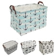 thumbnail image 1 of Howarmer Rectangular Storage Basket, Collapsible Laundry Basket, Waterproof Canvas PE Coating Large Storage Bins Gift Baskets for Children, Office, Bedroom, Clothes,Toys - Blue Anchor, 1 of 6
