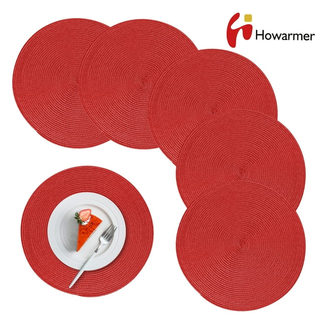 Howarmer Fancy Red Woven Placemats for Kitchen & Outdoor Dining Table