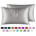 thumbnail image 1 of Howarmer Satin Silk Pillowcase for Hair, Silver Gray Standard Size silk pillow, Satin Pillow Covers 2 Pack with Envelope Closure, 20x26 Inches, 1 of 7