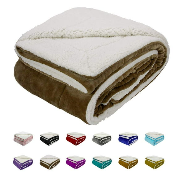 Howarmer Sherpa Fleece Blanket, Brown Thick Fuzzy Warm Soft Blankets and Throws for Sofa, 50"x60"