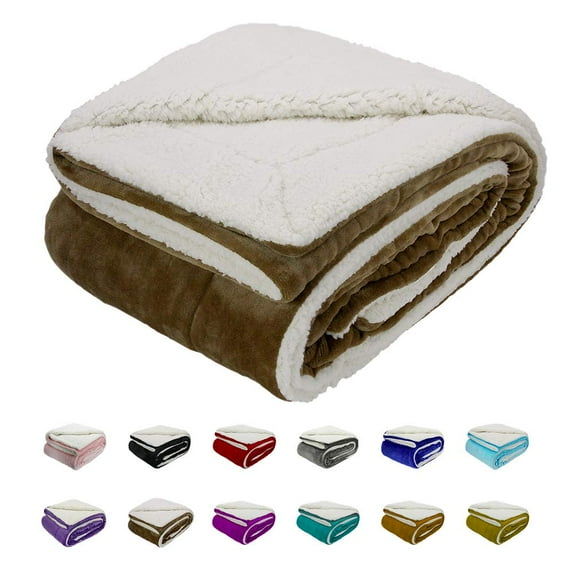 Howarmer Sherpa Fleece Blanket, Brown Thick Fuzzy Warm Soft Blankets and Throws for Sofa, 60"x80"