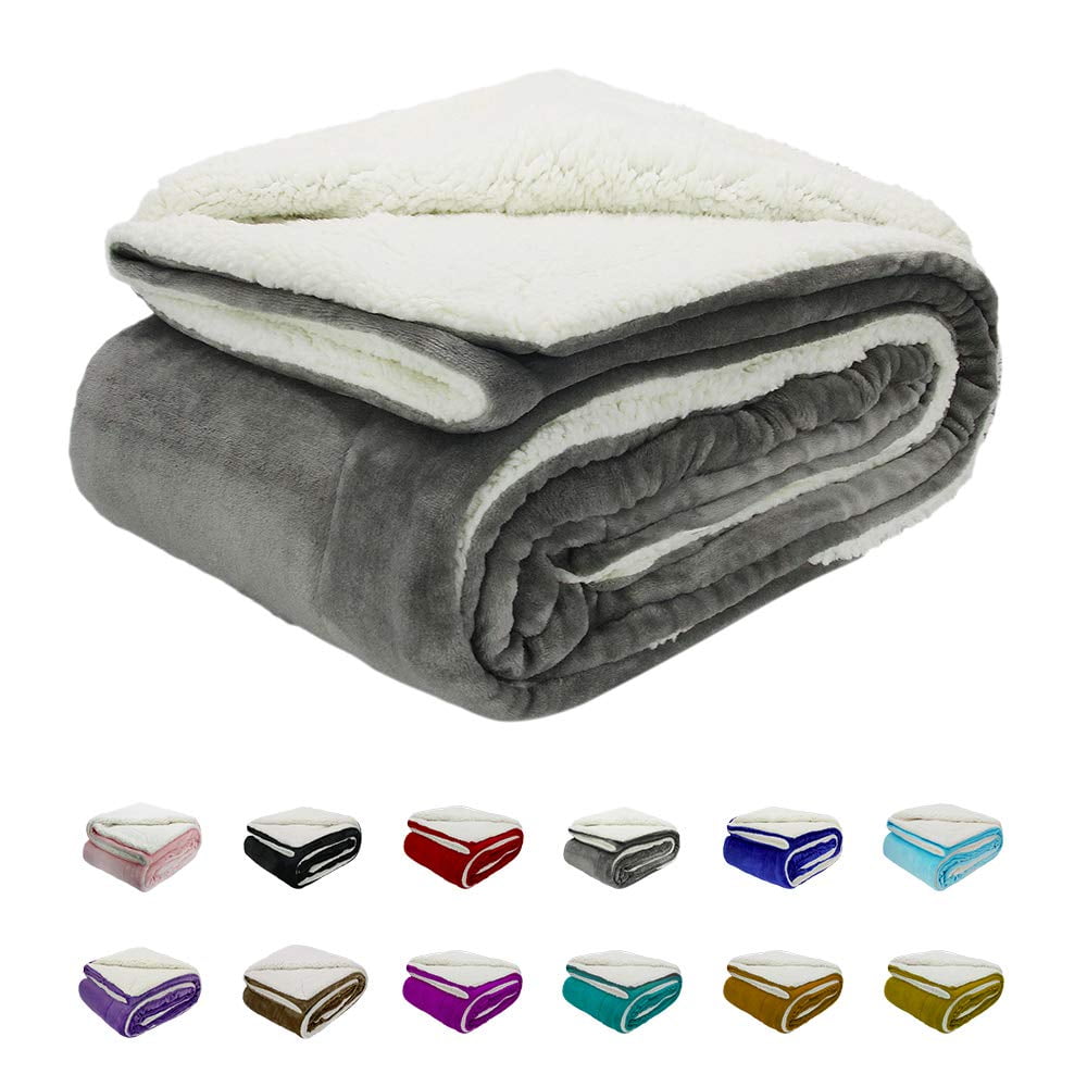 Howarmer Sherpa Fleece Blanket, Gray Thick Fuzzy Warm Soft