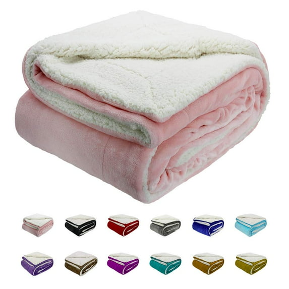 Howarmer Sherpa Fleece Blanket, Pink Thick Fuzzy Warm Soft Blankets and Throws for Sofa, 90"x90"