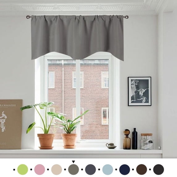 Howarmer Solid Color Polyester Valance Curtains with Rod Pocket ( Light Gray )